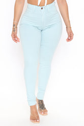 Classic High Waist Skinny Jeans - Light Blue Ins Street
